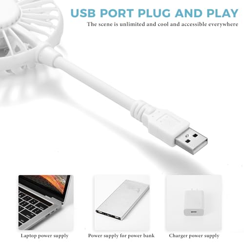 Tujoe 2 Pcs USB Fan Mini Portable Fan for 360 Degree Rotation USB Desk Fan Small Personal Fan Compatible with All USB Outputs Such as Laptop/Power Bank/Plug for Travel Commute Office Camping - Image 5