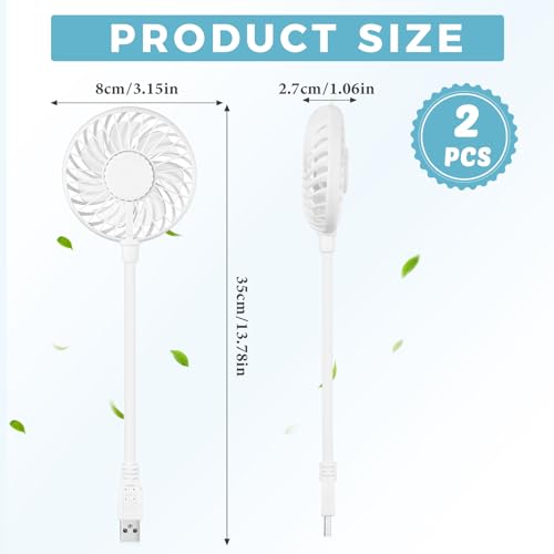 Tujoe 2 Pcs USB Fan Mini Portable Fan for 360 Degree Rotation USB Desk Fan Small Personal Fan Compatible with All USB Outputs Such as Laptop/Power Bank/Plug for Travel Commute Office Camping - Image 2