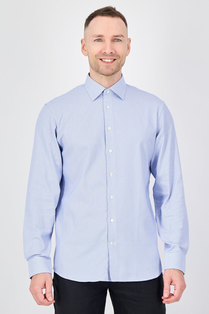 SELECTED Men Slim Fit Textured Long Sleeve Casual Shirt, Multicolor - Image 1