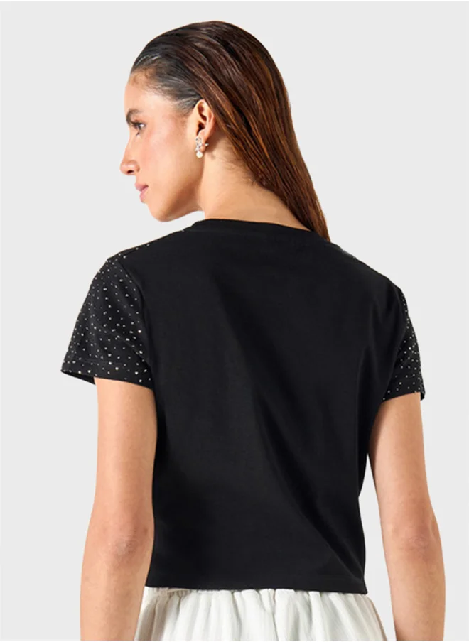 تواكستريمز Embellished Crew Neck T-Shirt