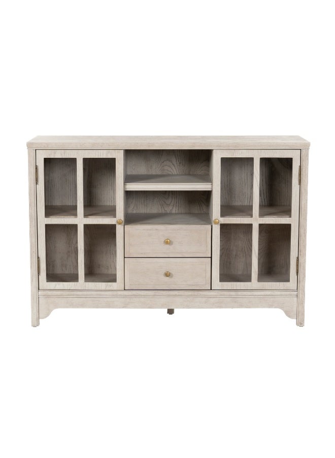 DOOHWAN 47" Buffet Cabinet with Storage, Modern Farmhouse Sideboard with 2 Doors & 2 Drawers, Solid Wood Display Cabinet & Buffet Table for Dining Room, Kitchen, Living Room - Image 2