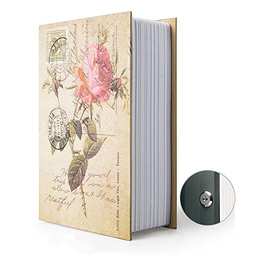 PACOLO Diversion Book Safe Storage Box (9.5"×6"×2.2"), Dictionary Secret Safe Can with Security Key Lock, Diversion Book Hidden Safe (Rose,Key) - Image 1