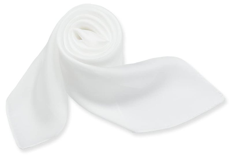 corciova White 35 x 35 Solid Color Square Silk Like Head Hair Scarf Stain Neck Wrapping - Image 1
