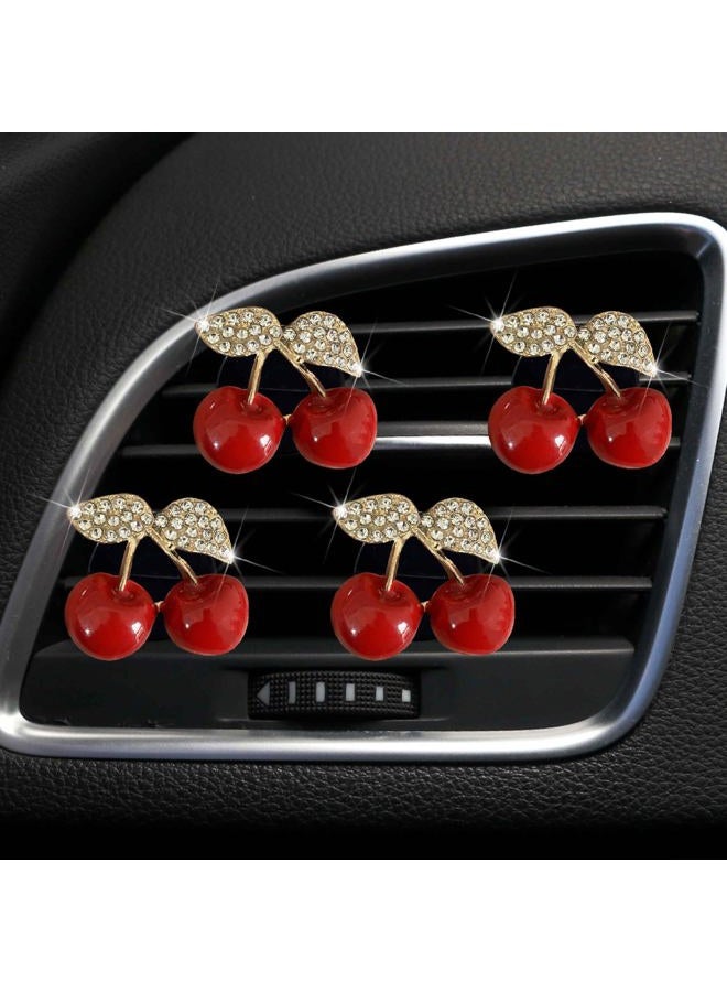 Wentoenapp 4Pcs Cherry Car Air Vent Freshener Perfume Clip, Rhinestone Car Air Outlet Fragrance Perfume Clip Freshener, Air Fresheners, Car Decor（Cherry Flavour） - Image 5