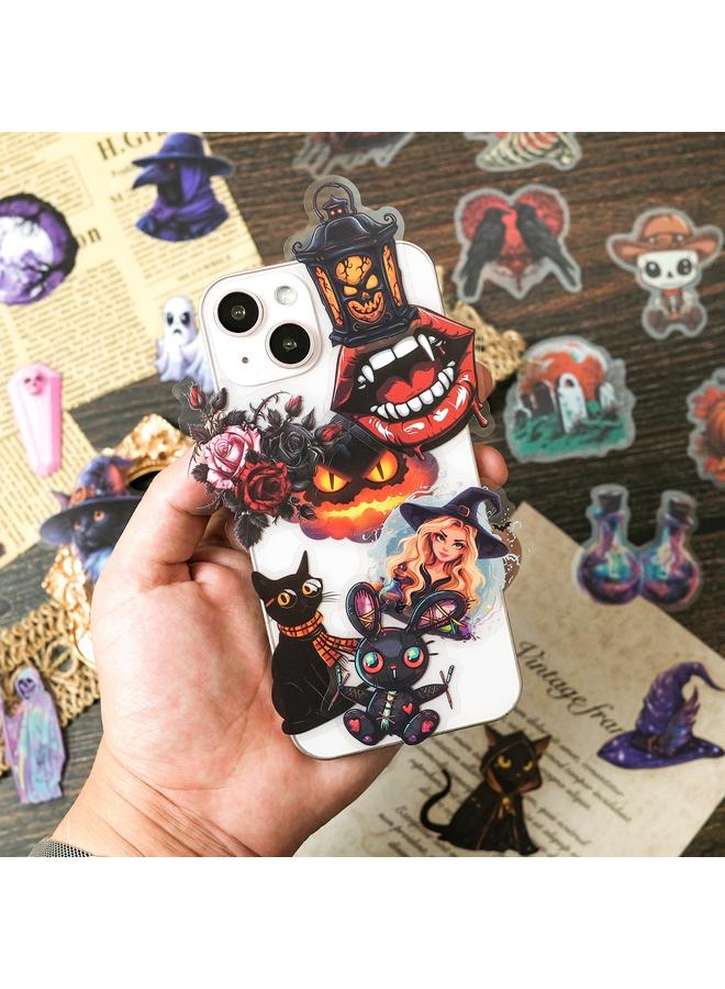 Bluejw New 50 Halloween Stickers PET Black Cat Witch Skull Stickers Horror Thriller Goth Style - Image 2