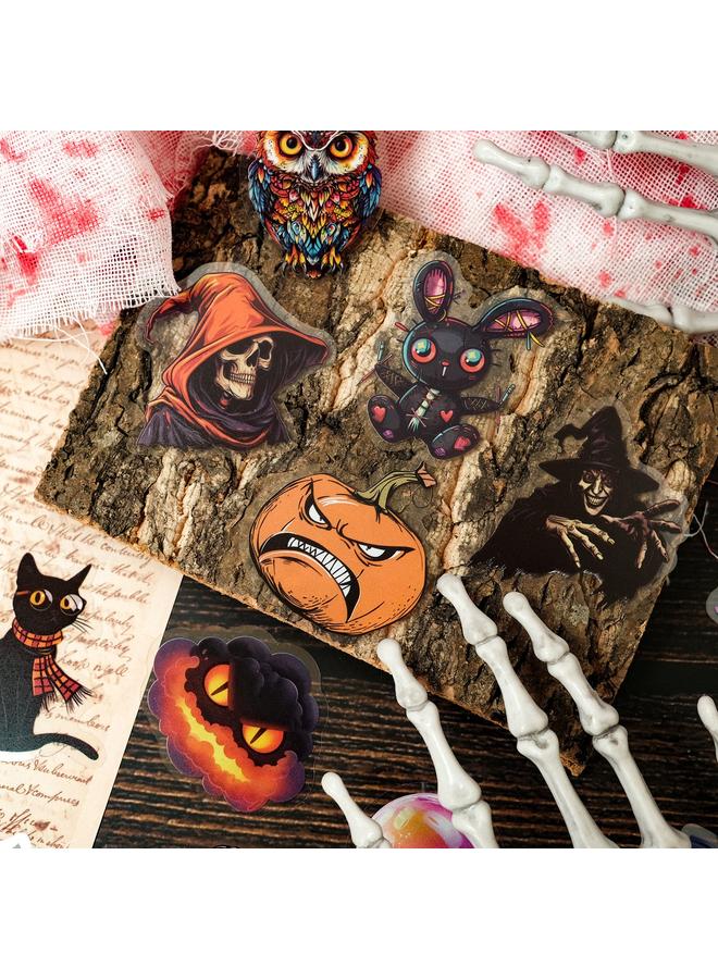 Bluejw New 50 Halloween Stickers PET Black Cat Witch Skull Stickers Horror Thriller Goth Style - Image 4