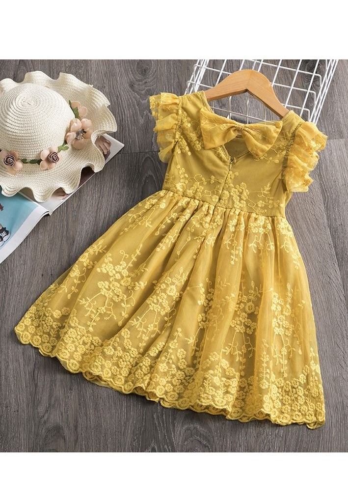 Loquat Fashionable Cute Girls Dresses Yellow  - Image 2