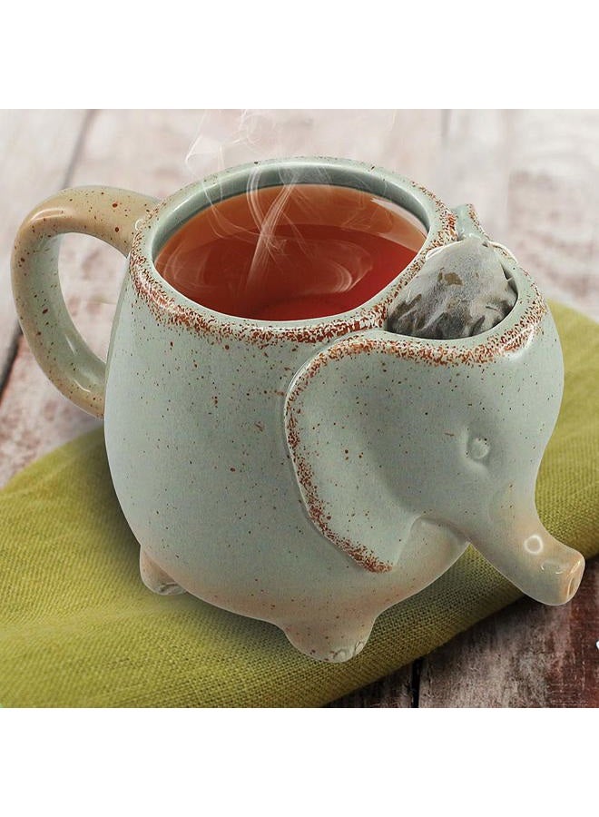 Ceramic 15oz Elephant Tea Mug Green