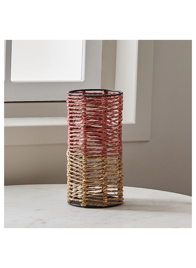 Home Box مزهرية أسطوانية معدنية رائعة بسلك 13 × 25 × 13 سم - Image 2