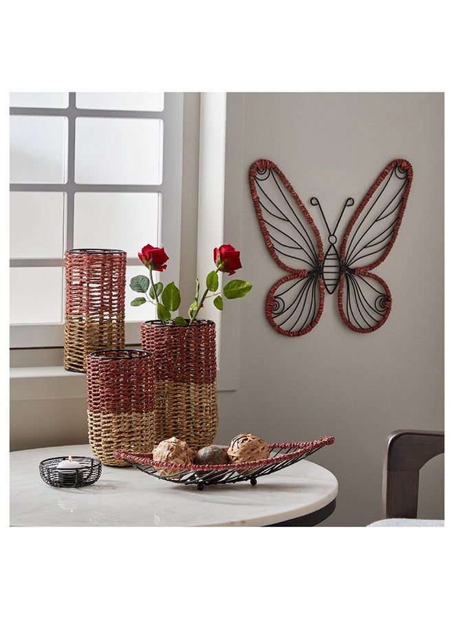 Home Box مزهرية أسطوانية معدنية رائعة بسلك 13 × 25 × 13 سم - Image 5