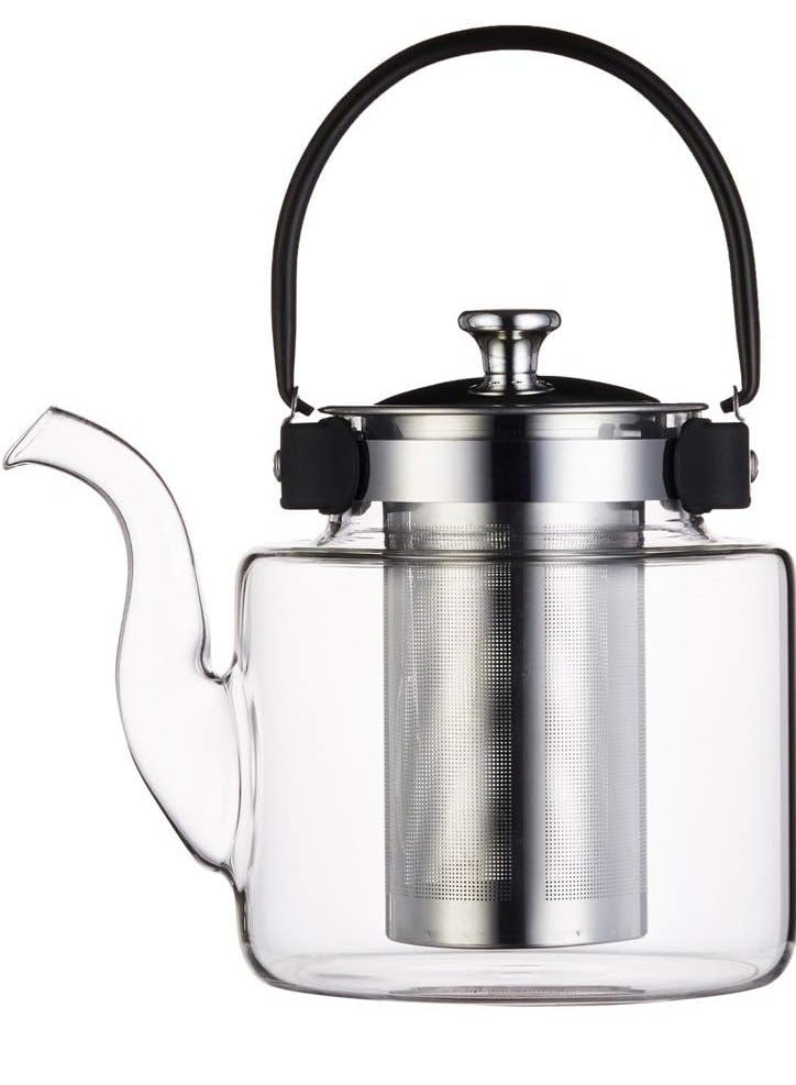 DLC Glass Teapot 50 Oz, Stovetop Safe Tea Kettle with Removable Infuser, Blooming & Loose Leaf Tea Maker 1500ML  - Image 1