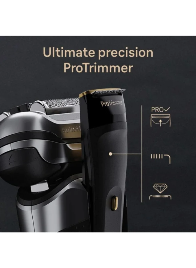 براون ماكينة حلاقة كهربائية Series 9 Pro+، رطب وجاف مع مركز عناية ذكي 6 في 1 وحقيبة طاقة، فضي - Shaver 9577Cc