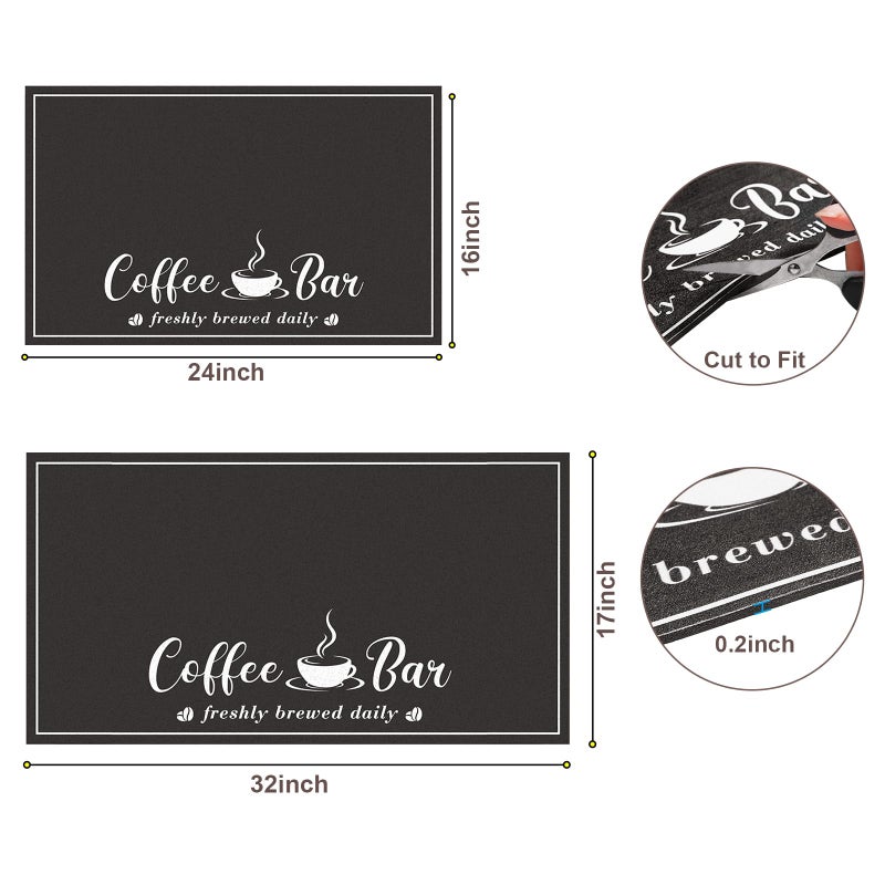 CooRug Absorbent Coffee Mat, Fashion Dish Drying Mat for Kitchen Counter Coffee Bar Accessories Espresso Machine Dish Rack 17" x 32" Black - Image 2