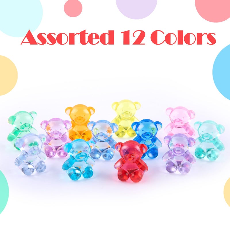 Niceup 360pcs Bear Mini Figurines to Hide, 0.6in Plastic Counting Sorting Bears Translucent Tiny Acrylic Resin Teddy Miniatures for Baby Shower Party Game Vase Fillers Classroom DIY Crafts - Image 3