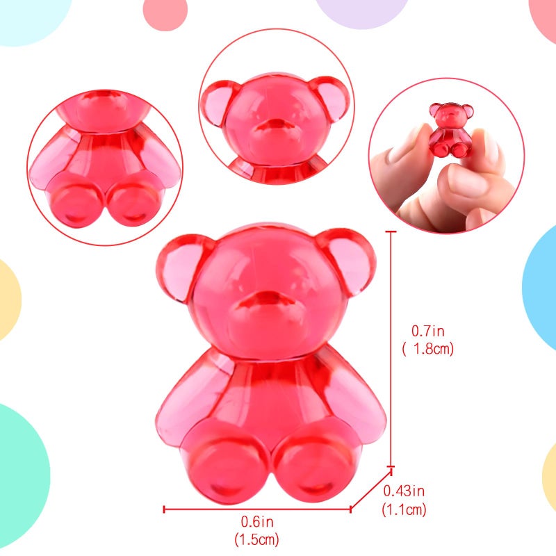 Niceup 360pcs Bear Mini Figurines to Hide, 0.6in Plastic Counting Sorting Bears Translucent Tiny Acrylic Resin Teddy Miniatures for Baby Shower Party Game Vase Fillers Classroom DIY Crafts - Image 2