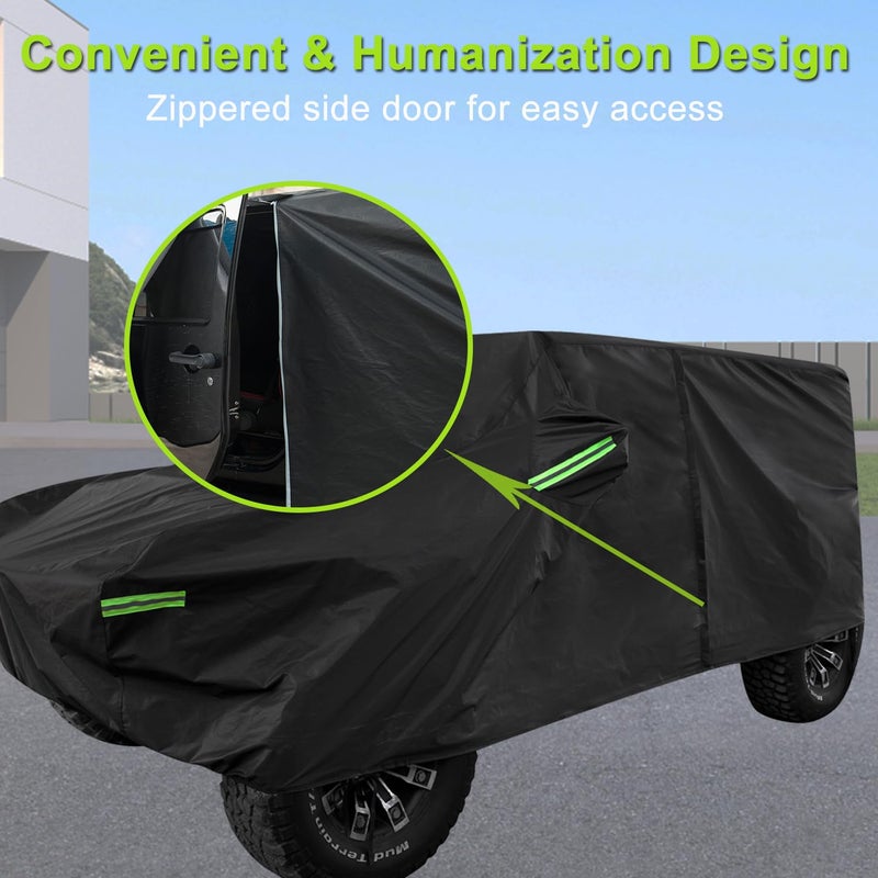 Morhept Waterproof Cover for Jeep Wrangler JK JL CJ YJ TJ 2 Door 1987-2026 Outdoor Sun Rain Wind Snow Protection Dustproof Covers with Driver Door Zipper Black - Image 2