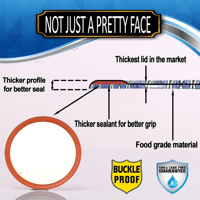 Supa Ant أغطية علب كانينغ سوبر أنتيك الأكثر سمكًا (50 قطعة) أغطية علب طعام من الدرجة الغذائية - غطاء مقاوم للانحناء ومقاوم للصدأ لمجموعة تعليب لجرار ميسون ذات الفم العريض (لوحة جدارية زرقاء) مستلزمات التعليب - Image 5