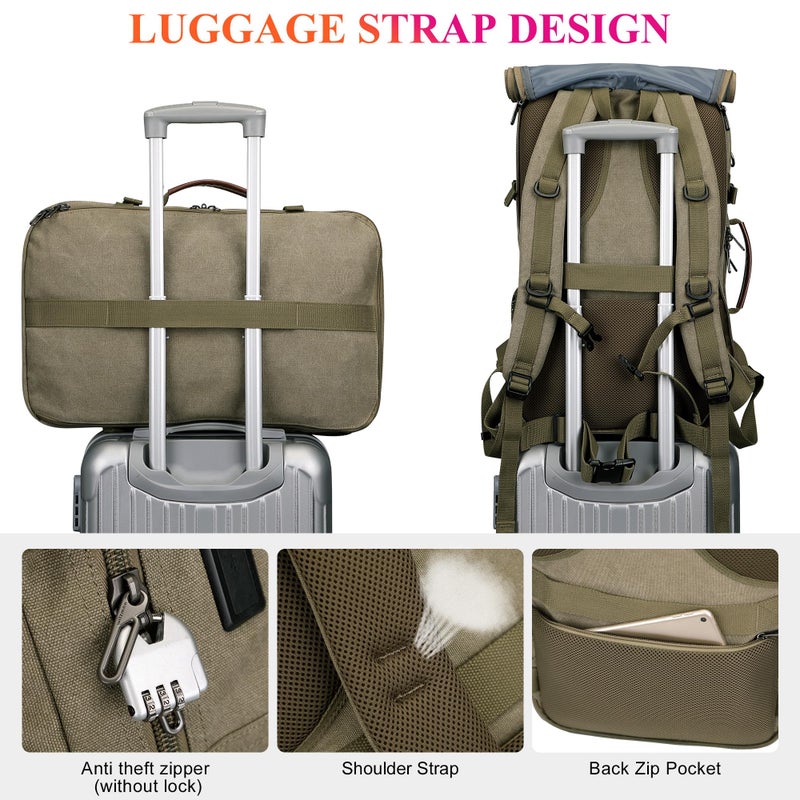 WITZMAN Travel Backpack for Men 40L Large Carry-on Airline Approved Convertible 3 in 1 laptop Bags Fit 17 inch(A8013 Army Green) - Image 5