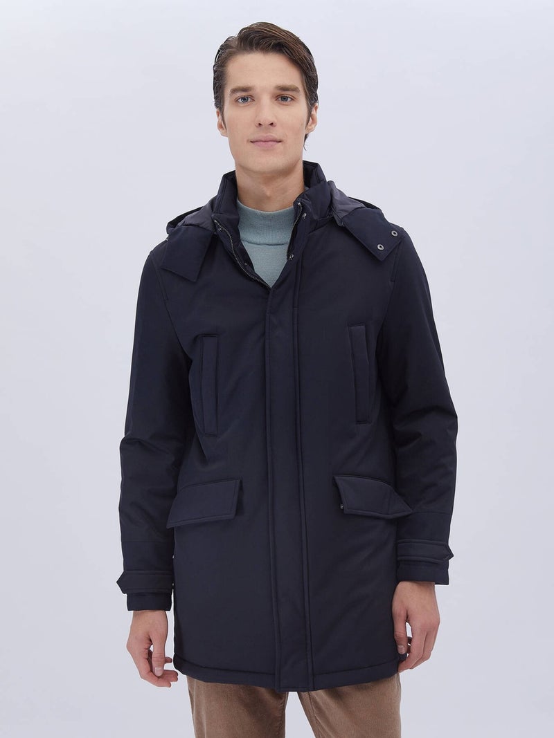 Navy Blue Woven Coat
