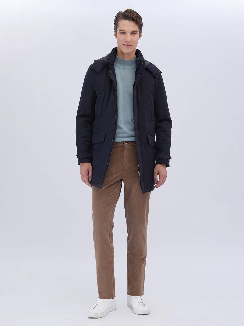 Navy Blue Woven Coat