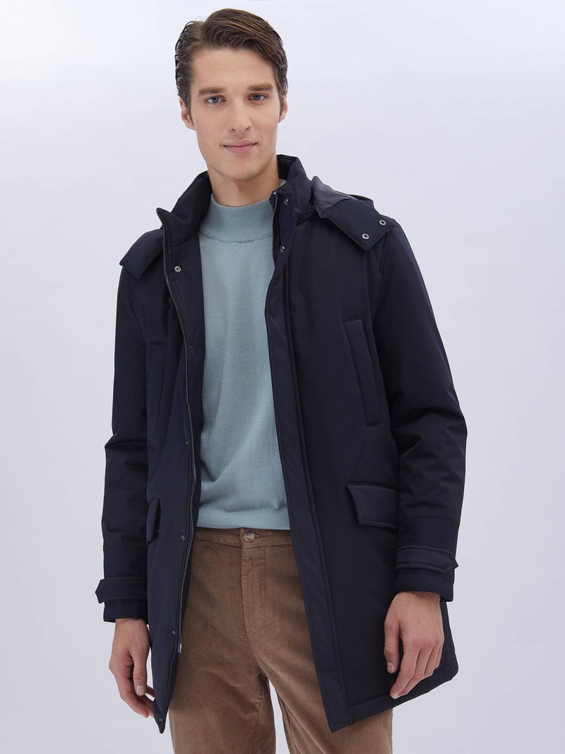 Navy Blue Woven Coat