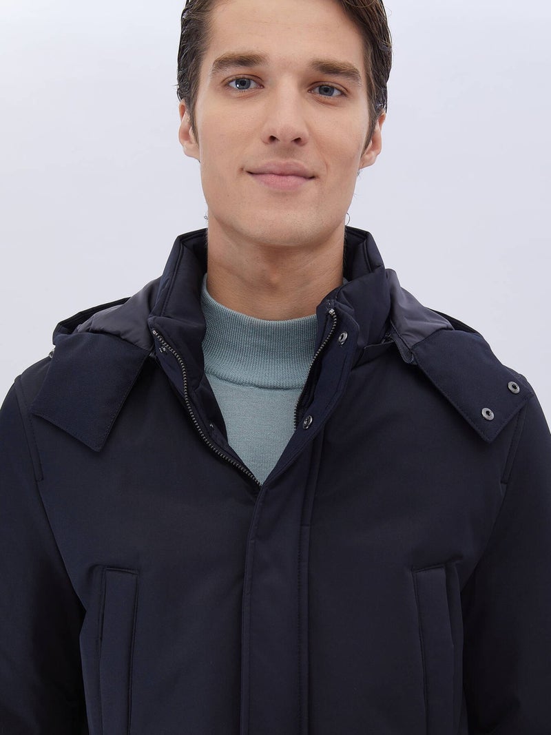 Navy Blue Woven Coat