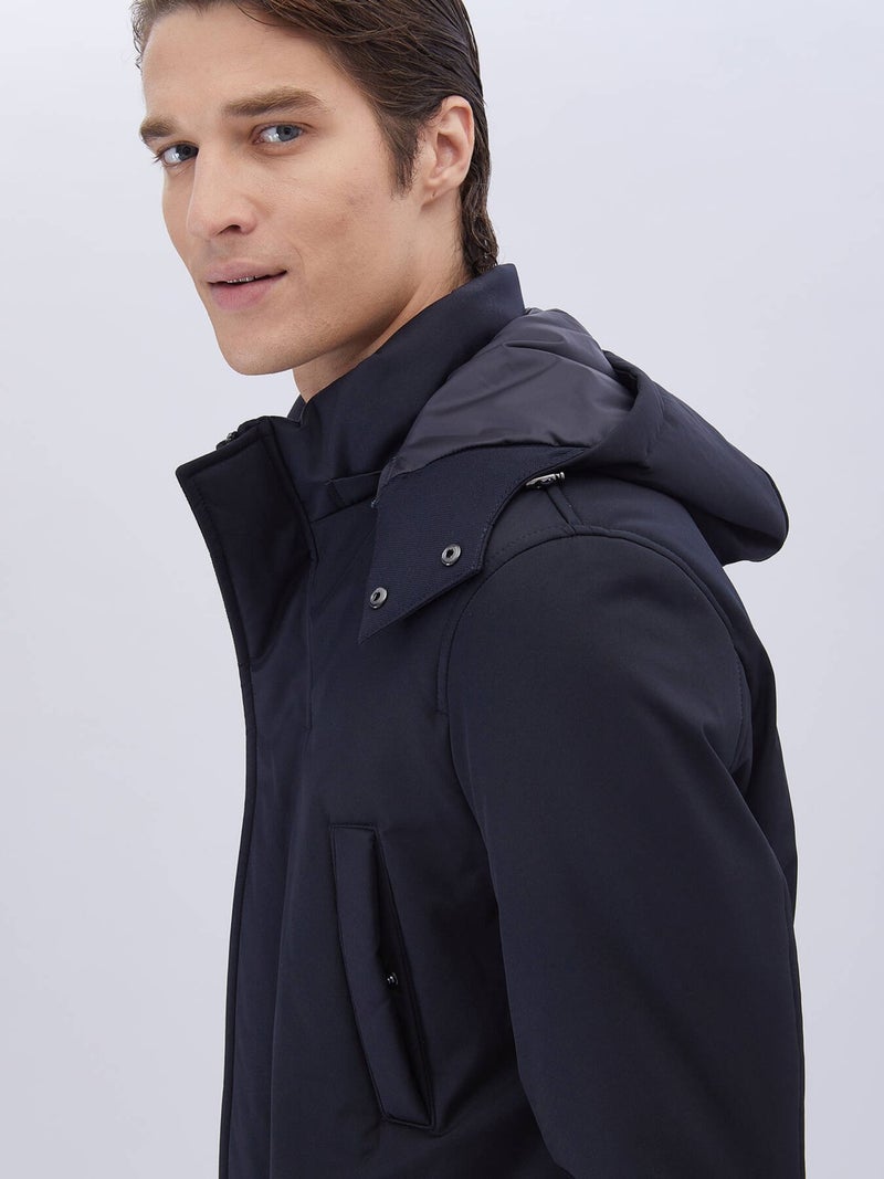 Navy Blue Woven Coat