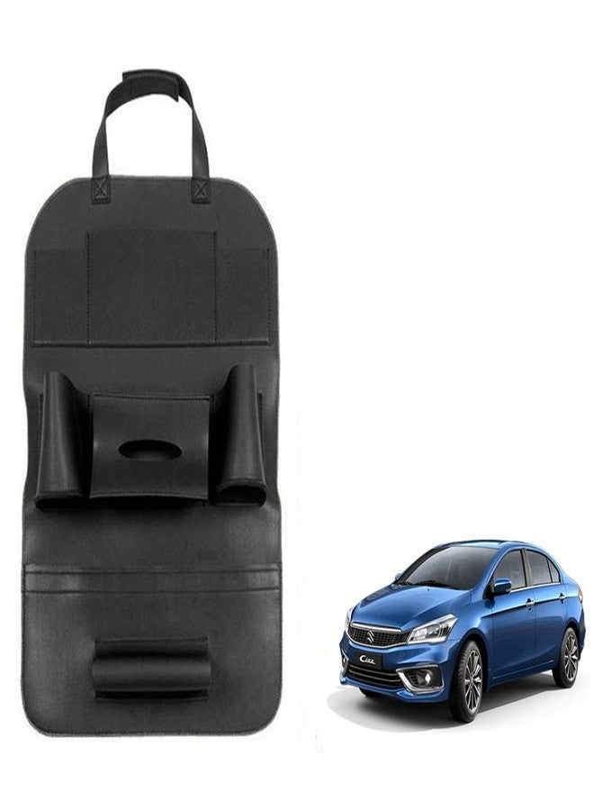 Oshotto Car Backseat Storage Organizer Phone Holder,Multi-Pocket for Bottles, Tissue Boxes,Kids Toy Storage and Great Travel Accessory Compatible with Maruti Suzuki Ciaz (Black) - Image 1