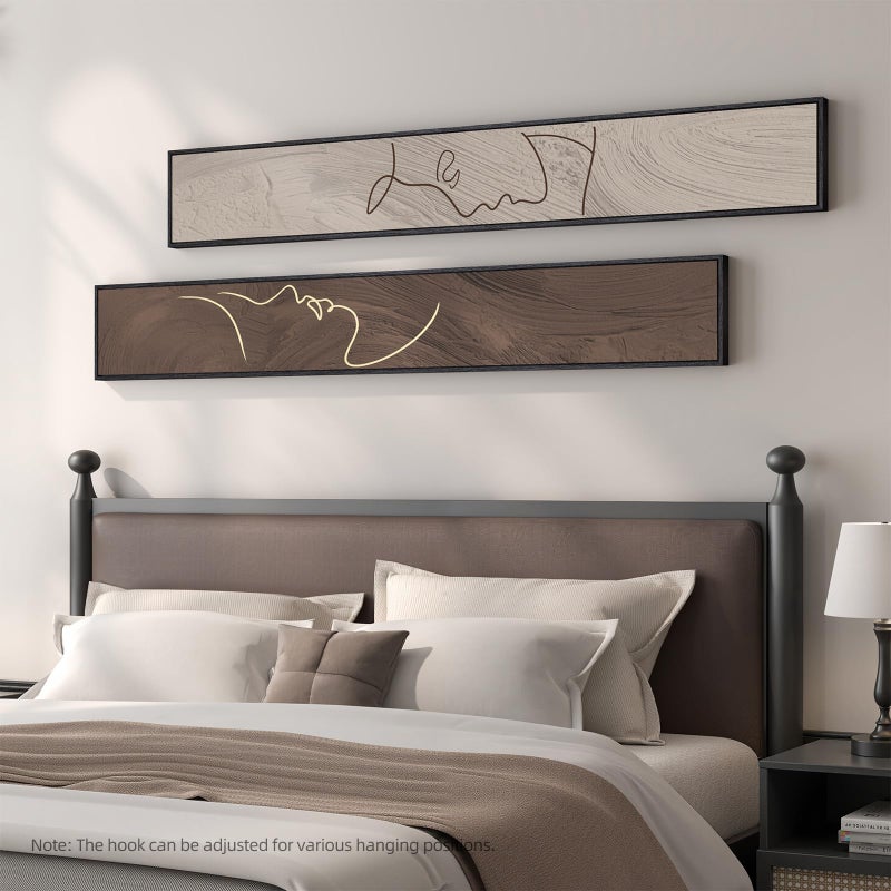 Cuspin Long Narrow Framed Neutral Abstract Vertical Wall Art Set, 2 Piece Modern Canvas Prints Paintings Artwork for Walls, Beige and Brown Minimalist Pictures for Hallway Entryway Living Room Bedroom Decor - Image 2