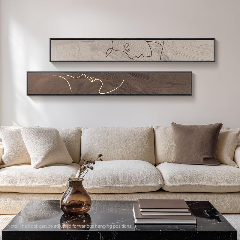 Cuspin Long Narrow Framed Neutral Abstract Vertical Wall Art Set, 2 Piece Modern Canvas Prints Paintings Artwork for Walls, Beige and Brown Minimalist Pictures for Hallway Entryway Living Room Bedroom Decor - Image 3