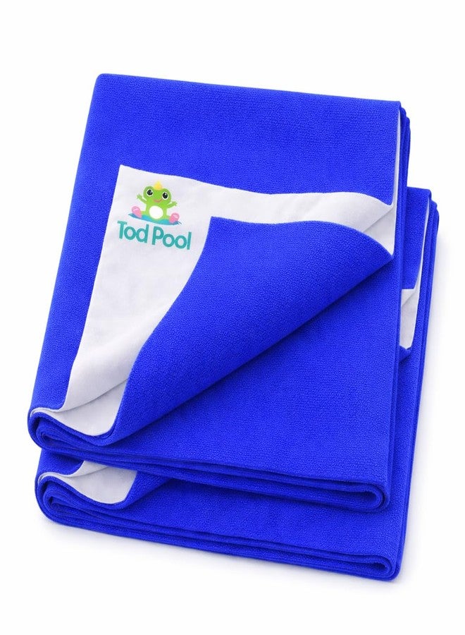 Tod PooL واقي سرير تود بول قابل للتهوية | صوف مضاد للتكتل، فائق الامتصاص، قابل للغسل | ملاءة مقاومة للماء وسريعة الجفاف | ملاءة واقية للسرير للأطفال والكبار (2، أزرق داكن، متوسط (70 × 100 سم)) - Image 1