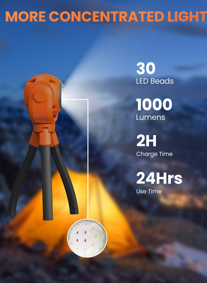 1000LM LED Camping Lantern, Portable Camping Lights, USB Rechargeable LED Lantern with 6 Light Modes, IPX4 Waterproof Tent Lights for Camping/Hiking/Fishing/Hurricane/Emergency - Image 2