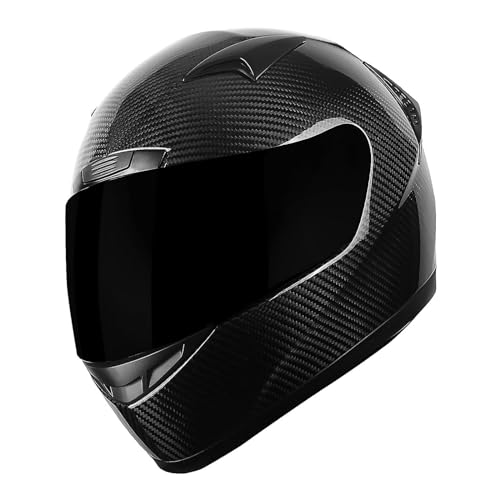 1Storm خوذة دراجة نارية كاملة الوجه من ألياف الكربون الأصلية سوداء، HG335-CaronFiber 3.2 رطل فقط - Image 2