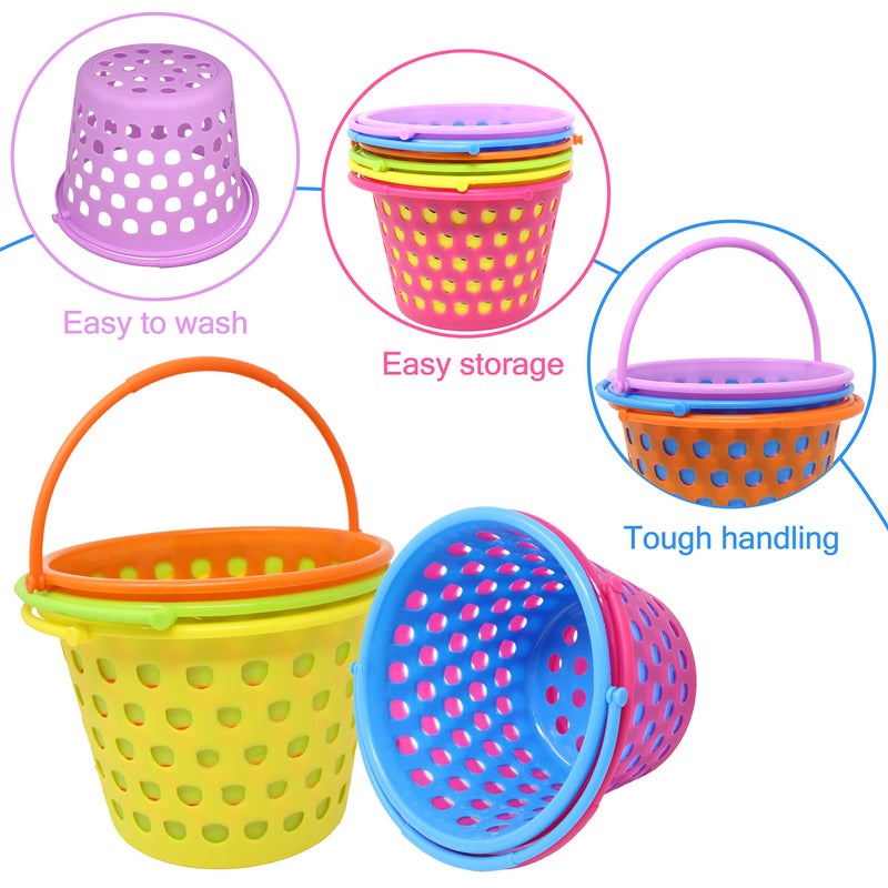 JOYIN 6 Pieces Easter Plastic Baskets with Handle and 55g Tricolors Grass for Garden Party Favors, Easter Eggs Hunt, Goodies Goody, Basket Fillers Stuffers Toy - Image 4