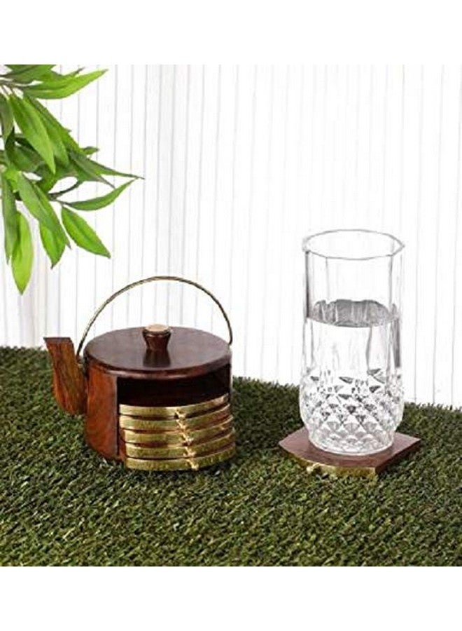 Craftland Rosewood Kettle Shape Coaster Set for Kitchen and Dining Table/Coffee Table.-Set of 6 - Image 5