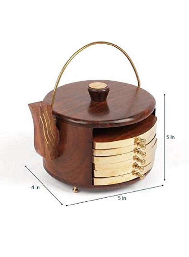Craftland Rosewood Kettle Shape Coaster Set for Kitchen and Dining Table/Coffee Table.-Set of 6 - Image 2