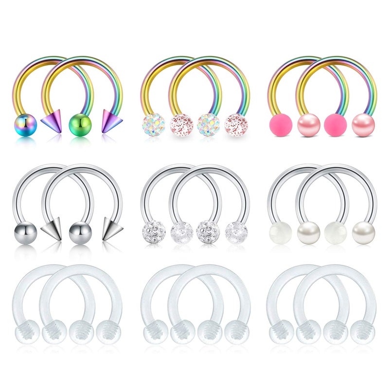 Mayhoop 16G Stainless Steel Horseshoe Nose Septum Rings Piercing Jewelry Cartilage Helix Tragus Earring Hoop Lip Horseshoe Piercing Retainer for Women Men 8mm 10mm - Image 1