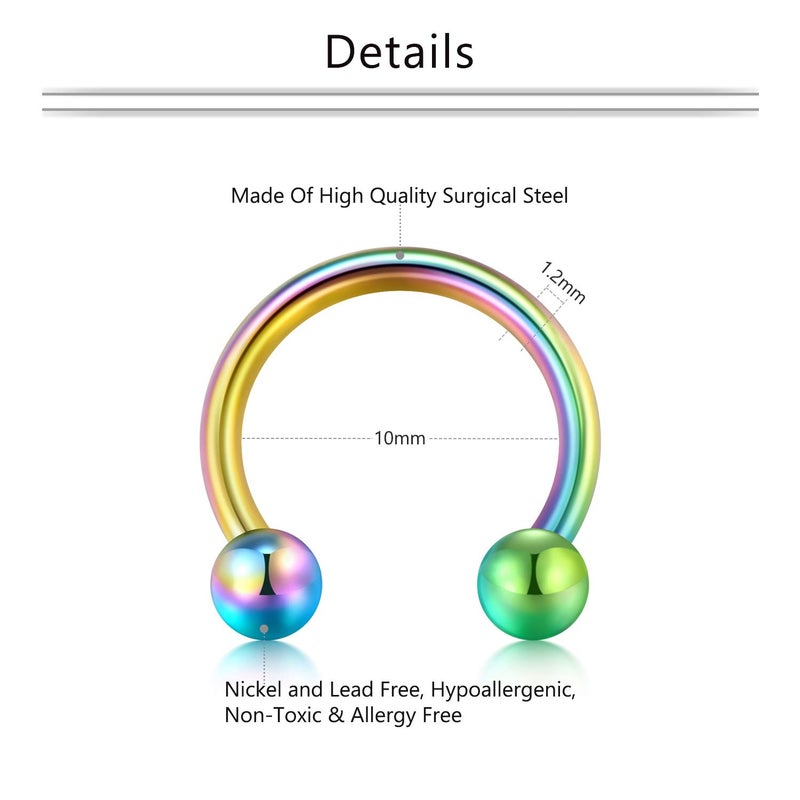 Mayhoop 16G Stainless Steel Horseshoe Nose Septum Rings Piercing Jewelry Cartilage Helix Tragus Earring Hoop Lip Horseshoe Piercing Retainer for Women Men 8mm 10mm - Image 2