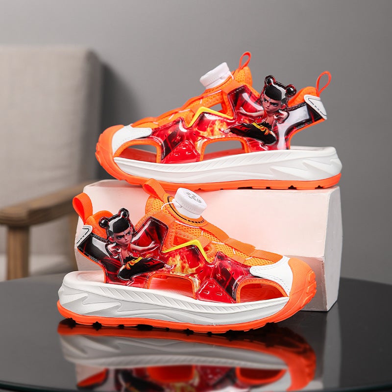 2025 Summer Boys Nezha Baotou Sandals Breathable Rotating Buckle Lightweight Mesh Big Children'S Beach Shoes Children'S Sandals - Image 4