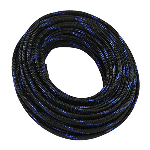 CBAZY 30ft PET Expandable Sleeving Wire Cable Sleeve (1/6", Steel Blue&Black) - Image 2