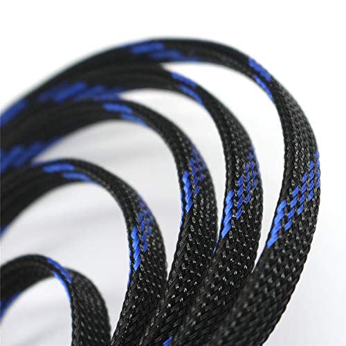 CBAZY 30ft PET Expandable Sleeving Wire Cable Sleeve (1/6", Steel Blue&Black) - Image 4