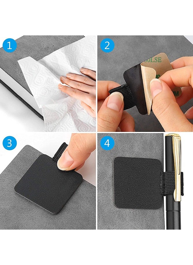 Generic - 5 Pack Pen Loop Holder Notebooks Journals Calendars Clipboards Planners Tablet Case, Self Adhesive Leather Pencil Holder with Elastic Loop for Pens, Apple Pencil, Stylus Pen, Black - Image 1