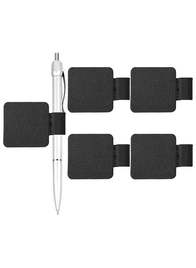Generic - 5 Pack Pen Loop Holder Notebooks Journals Calendars Clipboards Planners Tablet Case, Self Adhesive Leather Pencil Holder with Elastic Loop for Pens, Apple Pencil, Stylus Pen, Black - Image 1