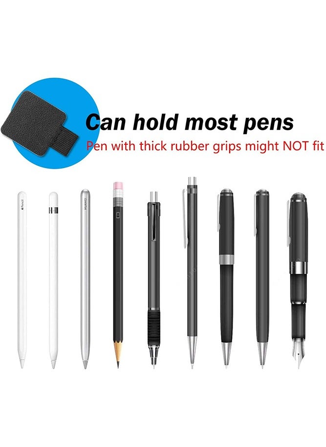 Generic - 5 Pack Pen Loop Holder Notebooks Journals Calendars Clipboards Planners Tablet Case, Self Adhesive Leather Pencil Holder with Elastic Loop for Pens, Apple Pencil, Stylus Pen, Black - Image 1
