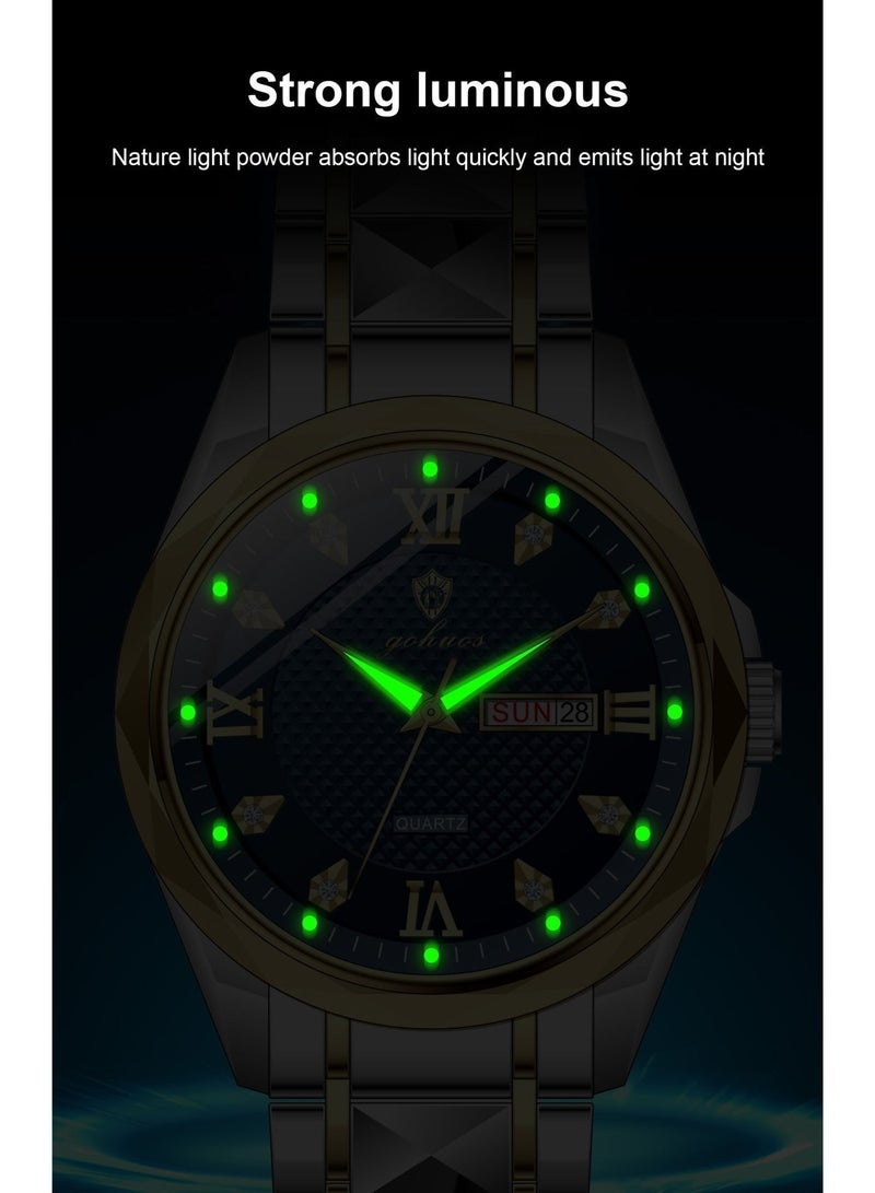 جوهوس ساعات للرجال، ساعة يد كلاسيكية أنيقة من الكوارتز، مقاومة للماء، بسوار من الفولاذ المقاوم للصدأ، من أفضل العلامات التجارية الفاخرة - 41 مم - هدية للأب أو الحبيب - Image 4