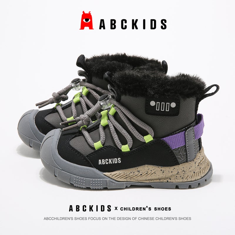 Abckids7838 Winter Style Kidsren'S Fashionable And Versatile Warm Fleece-Lined High-Top Casual Shoes - Image 5