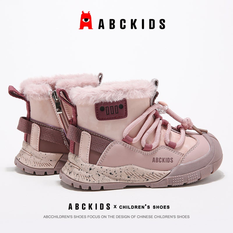Abckids7838 Winter Style Kidsren'S Fashionable And Versatile Warm Fleece-Lined High-Top Casual Shoes - Image 4