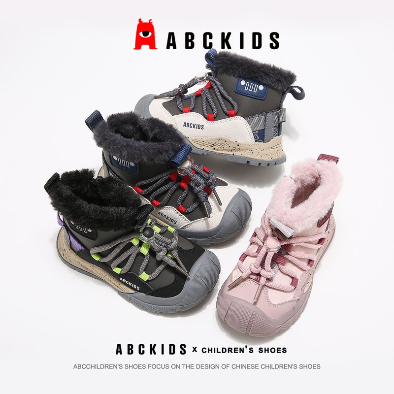 Abckids7838 Winter Style Kidsren'S Fashionable And Versatile Warm Fleece-Lined High-Top Casual Shoes - Image 3