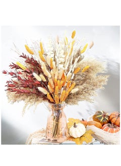 Y&D Dried Pampas Grass 100 Pcs Boho Natural Flowers Arrangements eucalyptus wheat Billy ball Bunny Tails for Home Decor Flower Living Room Balcony Wedding Party 
