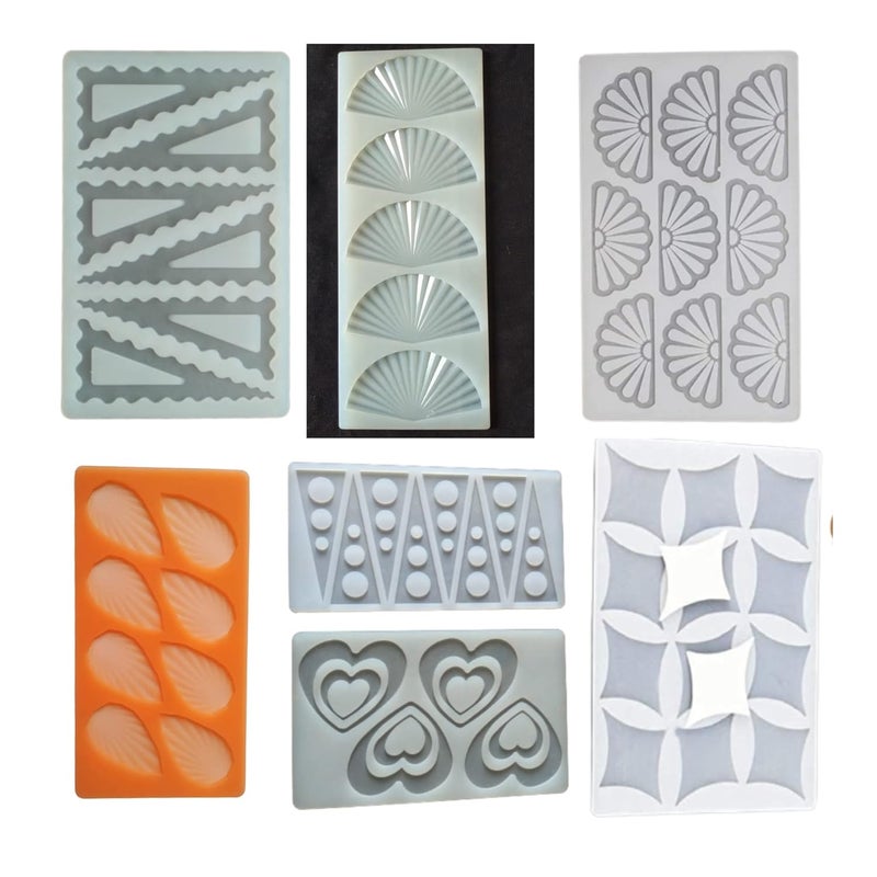 SHOAIB Chocolate garnishing Sheet for Cake Decoration Different Shapes Chocolate Mould Triangle Shaped Heart Shaped Fan Shaped Flower Shape Chocolate Mold Pack of 7 - Image 1